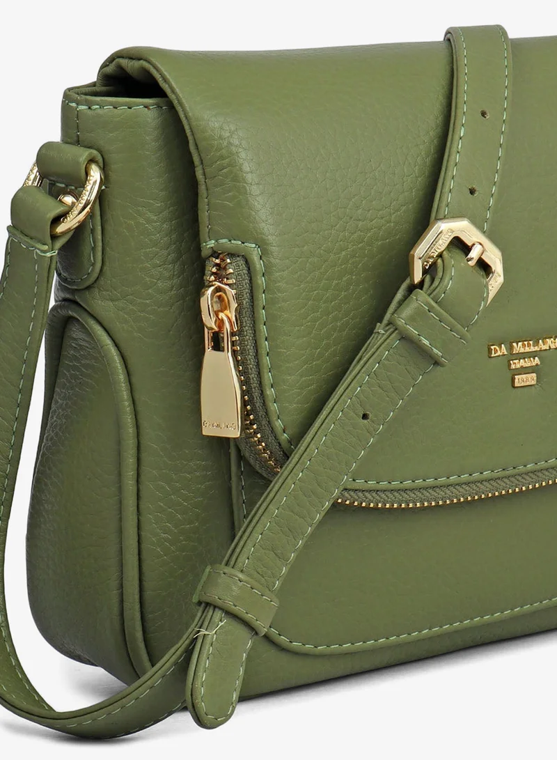 Small Wax Leather Crossbody Bag- Fern
