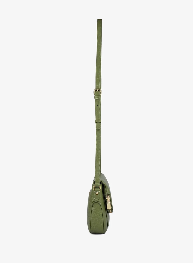 Da Milano  Small Wax Leather Crossbody Bag- Fern  | Best Price UAE
