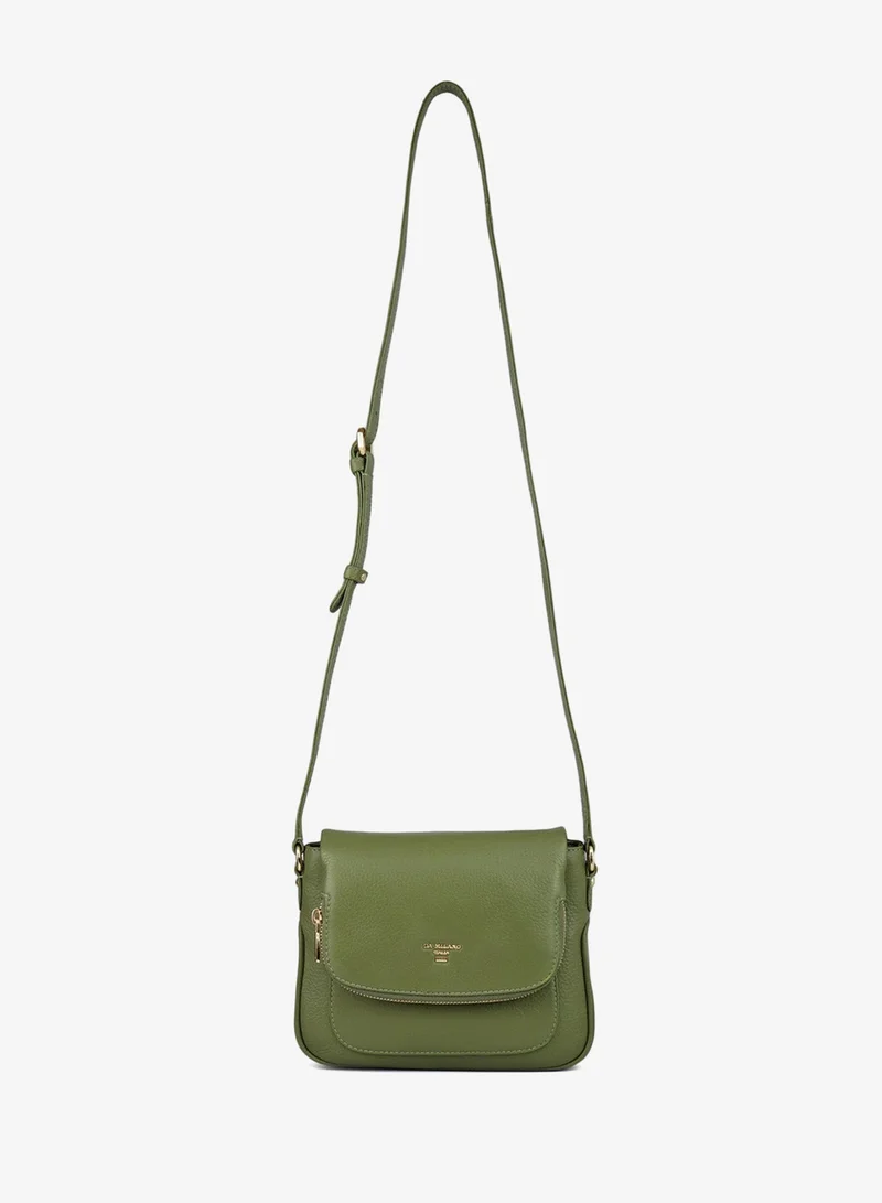 Da Milano  Small Wax Leather Crossbody Bag- Fern  | Best Price UAE