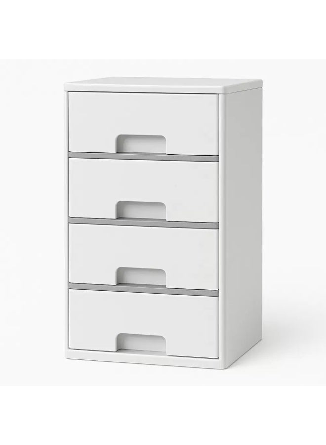 Multipurpose Plastic Storage Cabinet With 4 Drawers For Daily Accessories- White