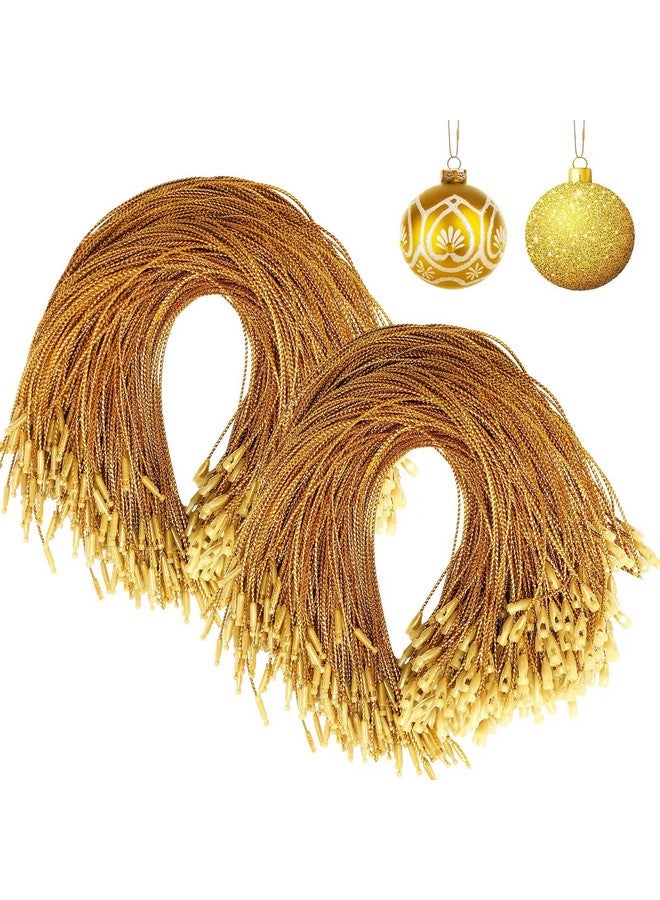 JUNEBRUSHS 600Pcs Christmas Ornament Hooks, Ornament Hangers with Snap Ornament String for Christmas Tree Holiday Party Hanging Decorations Ropes Easy and Fast Locking (Gold) - Image 1