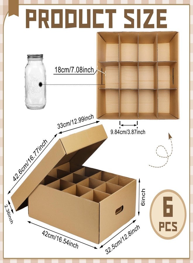 Menkxi 6 Pieces Regular Mason Jar Storage Box for Mason Jars Cardboard Canning Jar Storage Boxes with Handles and Dividers Stackable Mason Jar Storage Containers for Stacking(Natural Color,16 oz) - Image 2