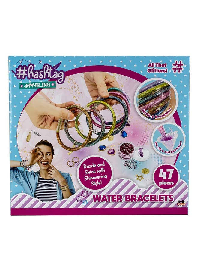 Hashtag Water Bracelet DIY Kit – Create 47 Shimmering Bracelets with Glitter, Beads & Charms for Girls (Age 6+) - Image 1