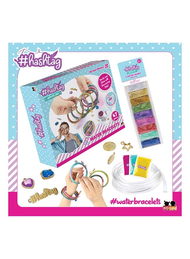 Hashtag Water Bracelet DIY Kit – Create 47 Shimmering Bracelets with Glitter, Beads & Charms for Girls (Age 6+) - Image 4