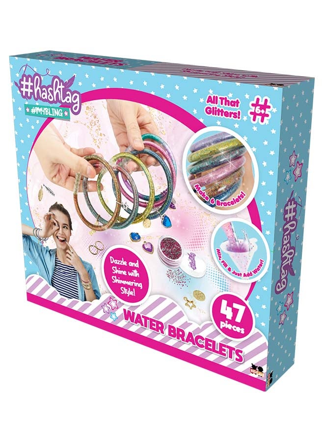 Hashtag Water Bracelet DIY Kit – Create 47 Shimmering Bracelets with Glitter, Beads & Charms for Girls (Age 6+) - Image 2