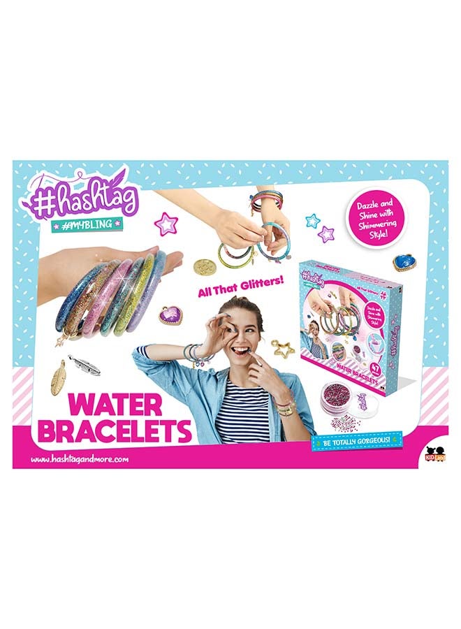 Hashtag Water Bracelet DIY Kit – Create 47 Shimmering Bracelets with Glitter, Beads & Charms for Girls (Age 6+) - Image 3