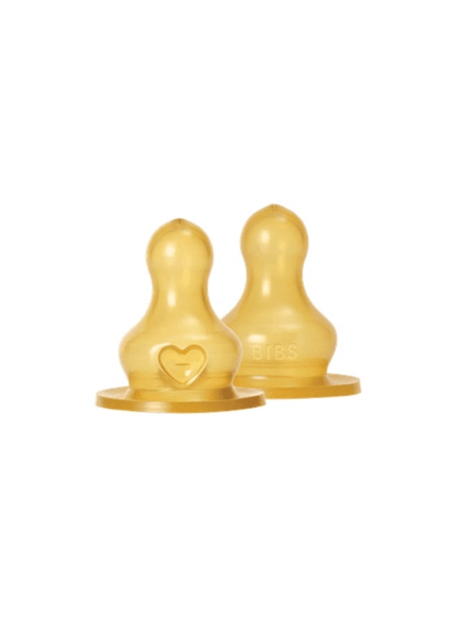 BIBS Baby Bottle Nipple Round Latex 2 pack Slow Flow - Image 1
