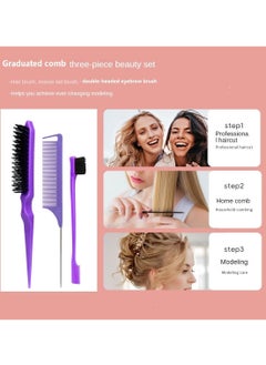 3-Piece Bristle Hair Brush, Slick Back Hair Brush Set, Teasing Comb Edge Hair Brush, Rat Tail Comb, Grooming Combs for Women Girls - pzsku/Z860622B03EECA39B88B3Z/45/_/1733825619/fd76ffa6-6a0e-46ea-a543-275d56a6ae5d