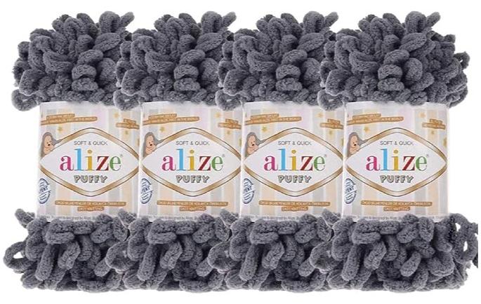 أليز خيوط اليزا بافي غزل ناعمة منفوشة من 4 بكرات اليز للاطفال مصنوعة من المايكرو بوليستر بنسبة 100% بوزن 400 غرام وطول 39.3 ياردة (78- رمادي فحمي) - Image 1