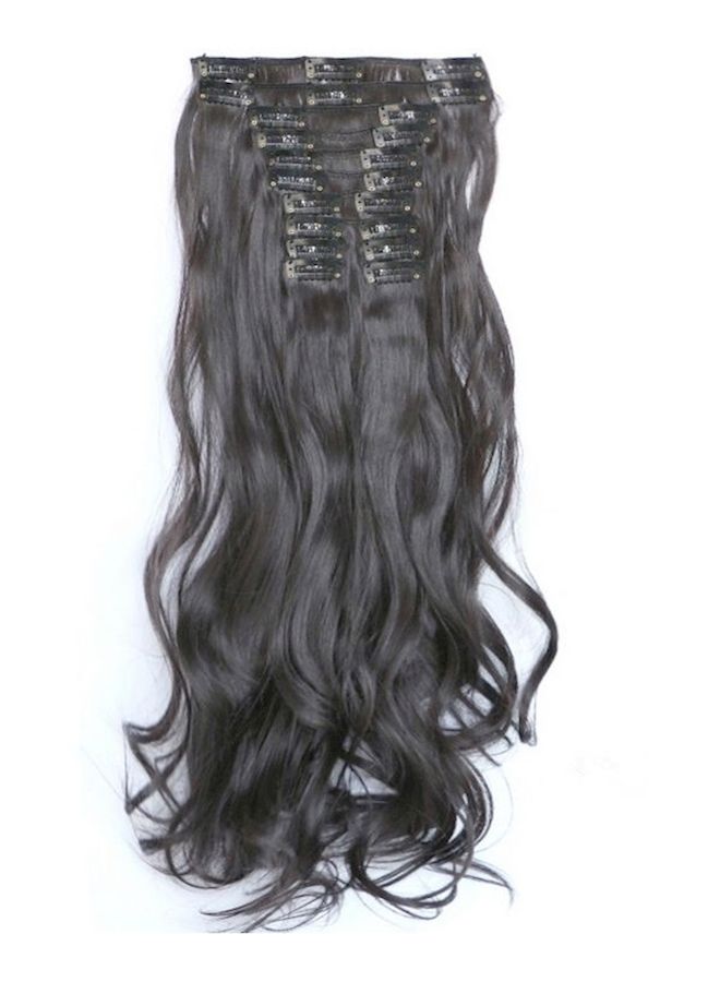 NIBEMINENT 12-Piece Long Curly Hair Extension Black 55cm