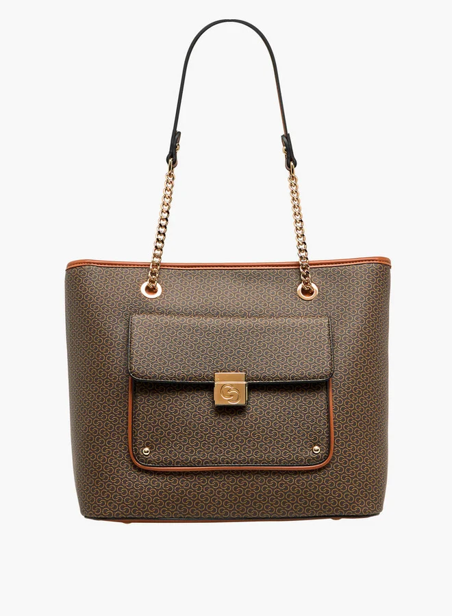 Celeste Monogram Print Tote Bag with Double Handle