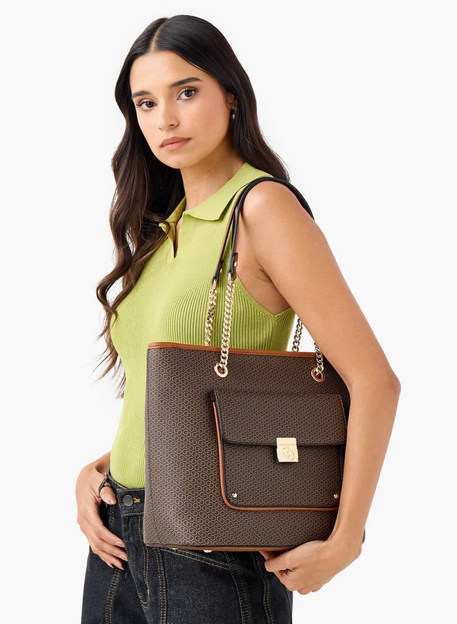 Celeste Monogram Print Tote Bag with Double Handle