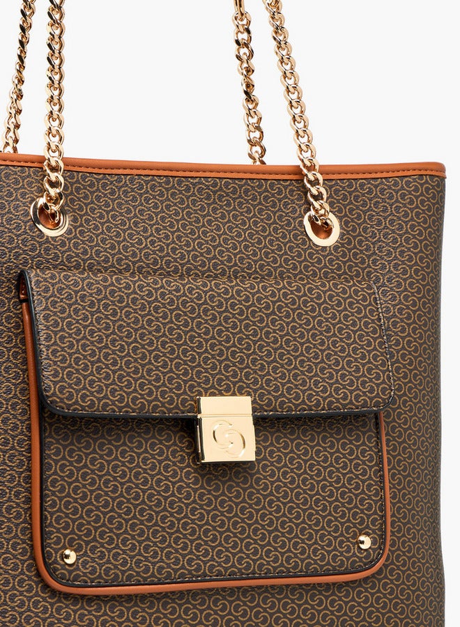 Celeste Monogram Print Tote Bag with Double Handle  - Image 5