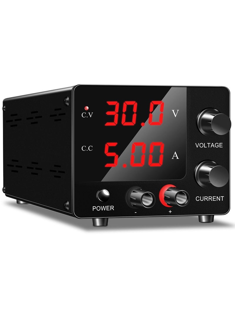 SYOSI DC Power Supply Variable, 30V 5A Bench Power Supply with Encoder Adjustment, Upgraded 3-Digits LED Display, Mini Regulated DC Bench Power Supply - Image 1