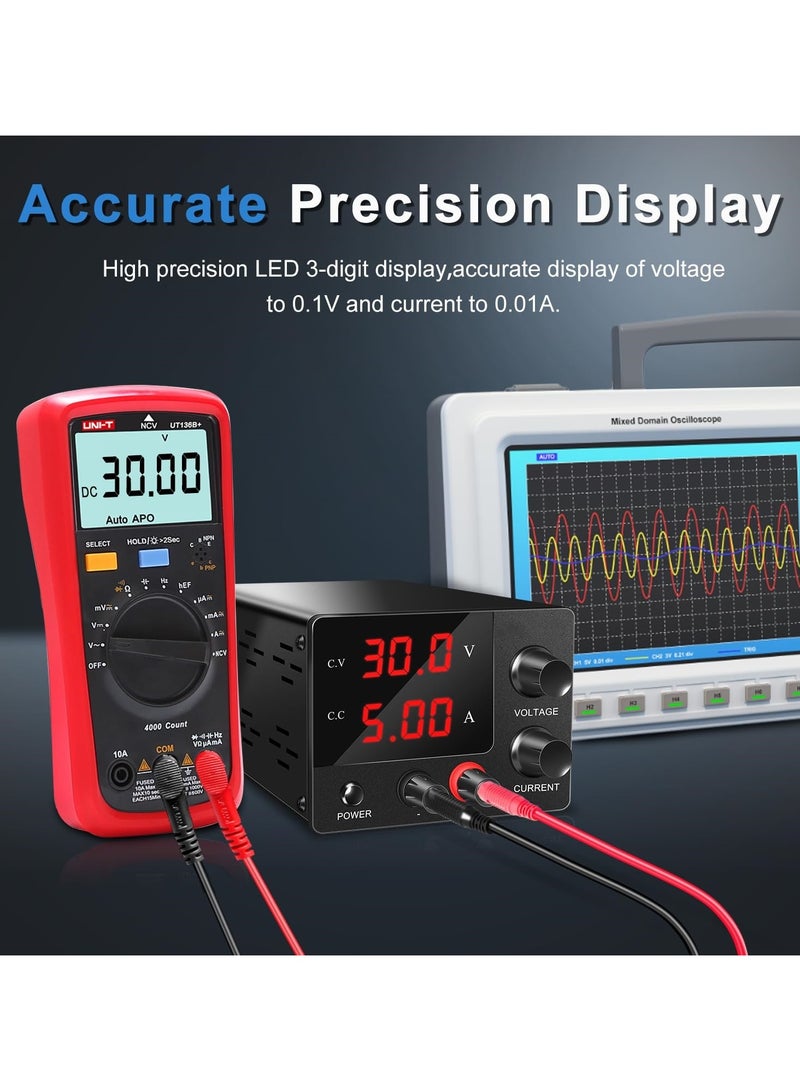 SYOSI DC Power Supply Variable, 30V 5A Bench Power Supply with Encoder Adjustment, Upgraded 3-Digits LED Display, Mini Regulated DC Bench Power Supply - Image 3