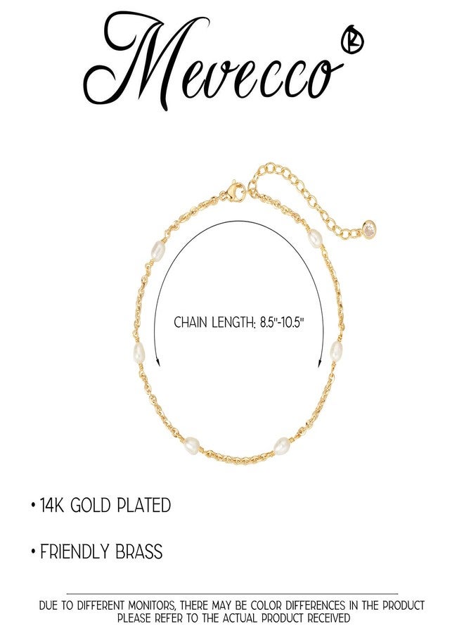 MEVECCO Dainty Gold Pearl Anklet for Women 14k Gold Plated Freshwater Pearl Anklet Bracelet Handmade Cute Minimalist Foot Chain Anklet White Pearl Anklet for Her Jewelry Gifts - Image 4