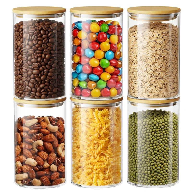 OneDream Glass Jar with Lid - 6 Pack 32oz Clear Candy Jar, Coffee Storage Jar Canister for Candy, Nuts, Grains, Flour, Beans, Oats and More - Image 1