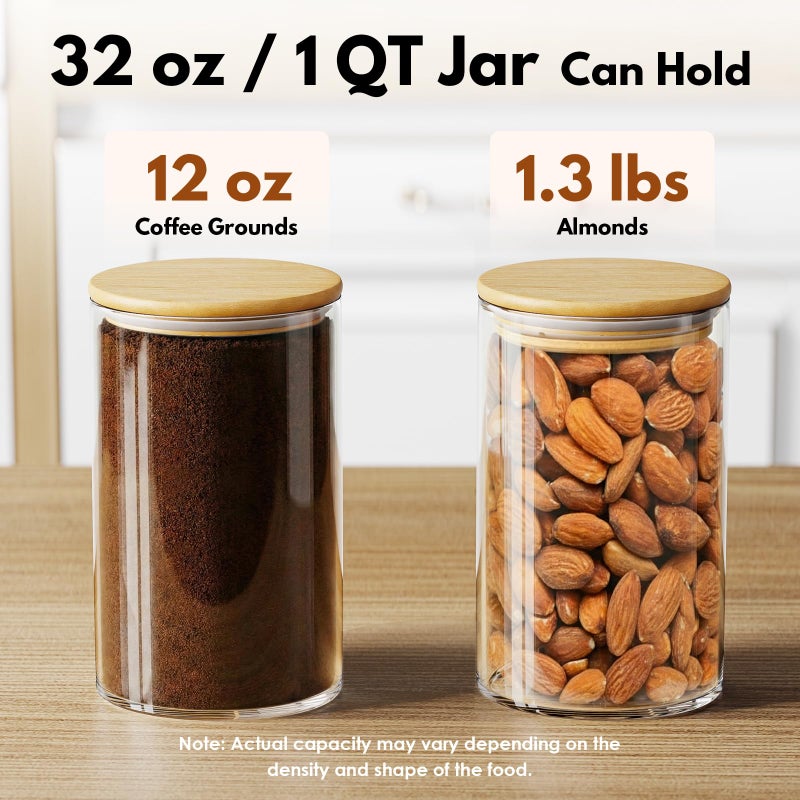 OneDream Glass Jar with Lid - 6 Pack 32oz Clear Candy Jar, Coffee Storage Jar Canister for Candy, Nuts, Grains, Flour, Beans, Oats and More - Image 4