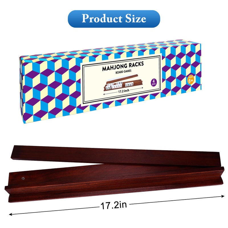 Offelec 17.2 * 1 * 2.4 inch Upgraded Magnetic Mahjong Racks, 4 pcs American Mahjong Racks with Pushers,Wooden Majiang Tile Racks (Includes Magnetically Attached Mahjong Pushers) - Image 3
