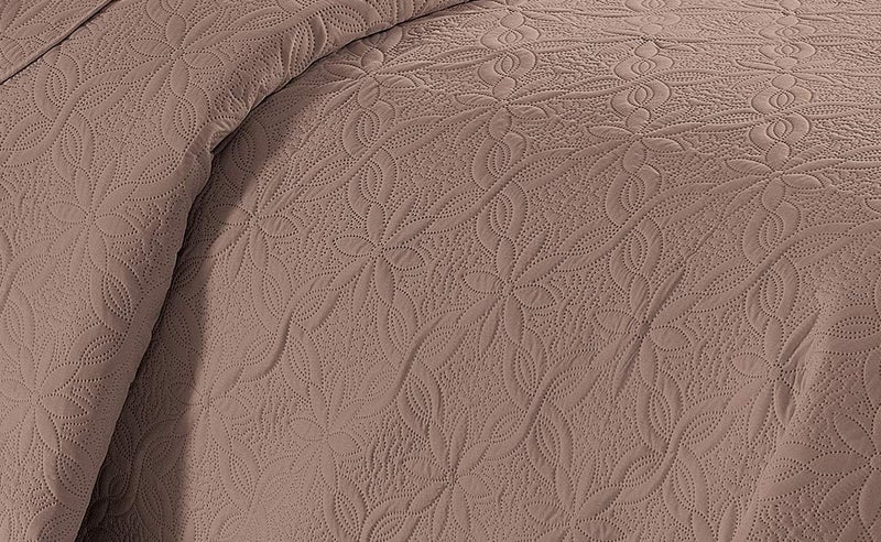 Fancy Linen 3pc Embossed Coverlet Bedspread Set Oversized Bed Cover Solid Floral Daisy Pattern New # Allis (Full/Queen, Taupe) - Image 2