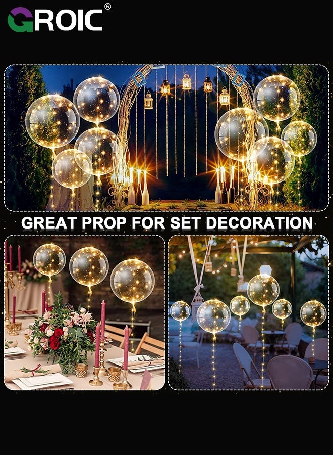 GROIC 61 Pcs LED Glow Balloon Set Party Supplies- 20'' Clear Bobo Balloons with LED Light-Up String Lights, 10''  Red Heart Shape Balloons, 5''  Red Circle Shape Balloons for Wedding, Birthday Party Decorations - Image 3