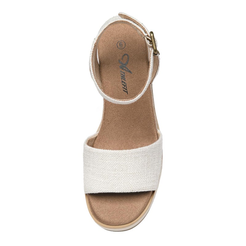 Athlefit Women's Platform Sandals Buckle Ankle Strap Open Toe Espadrille Beige Wedge Sandals Size 8 - Image 4
