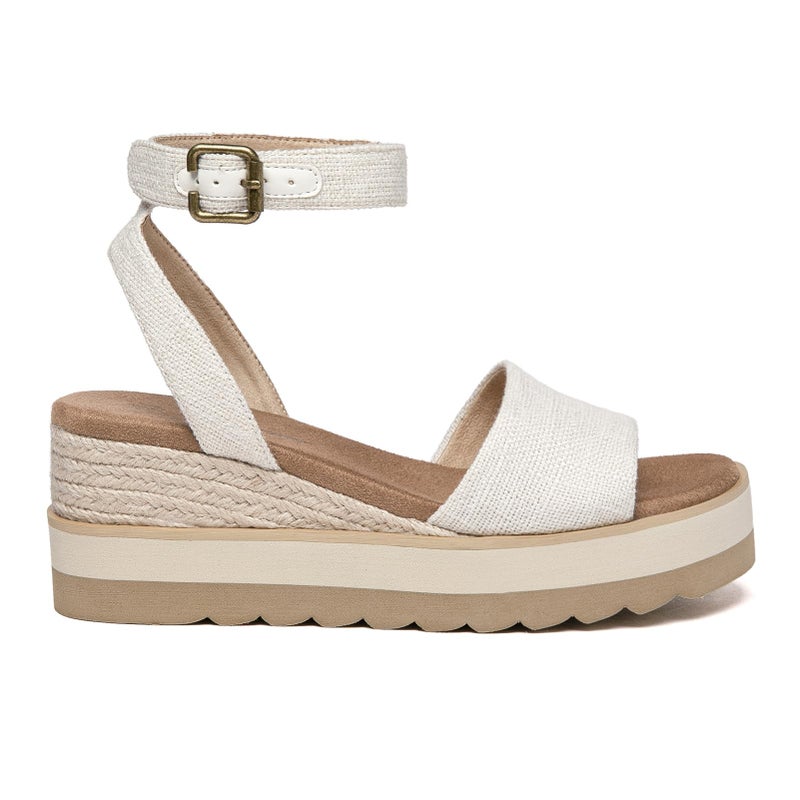 Athlefit Women's Platform Sandals Buckle Ankle Strap Open Toe Espadrille Beige Wedge Sandals Size 8 - Image 3