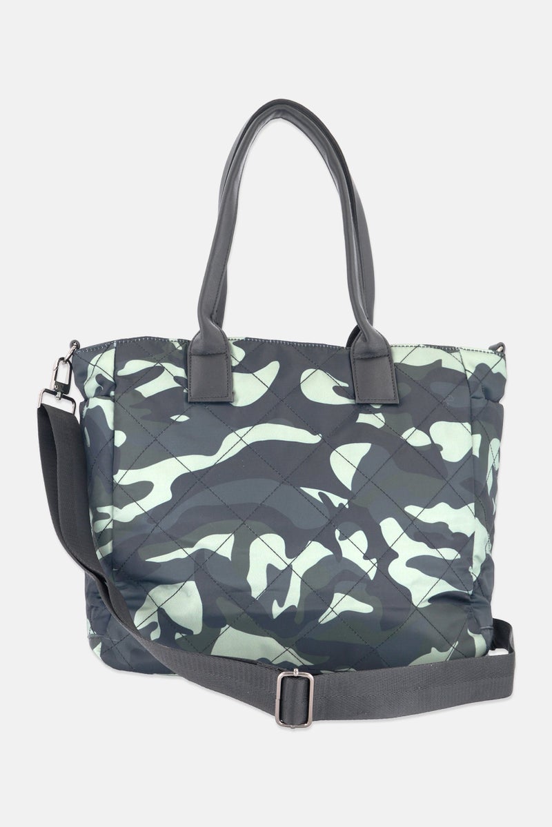 Sol and Selene Women Camouflage Totes Bag 33 L x 30 H x 14 W cm, Green  - Image 2