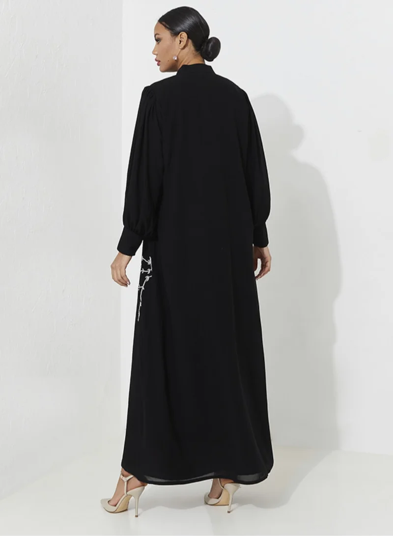 Rosette Abaya Abaya Set with hand Embroidery & red dress inside