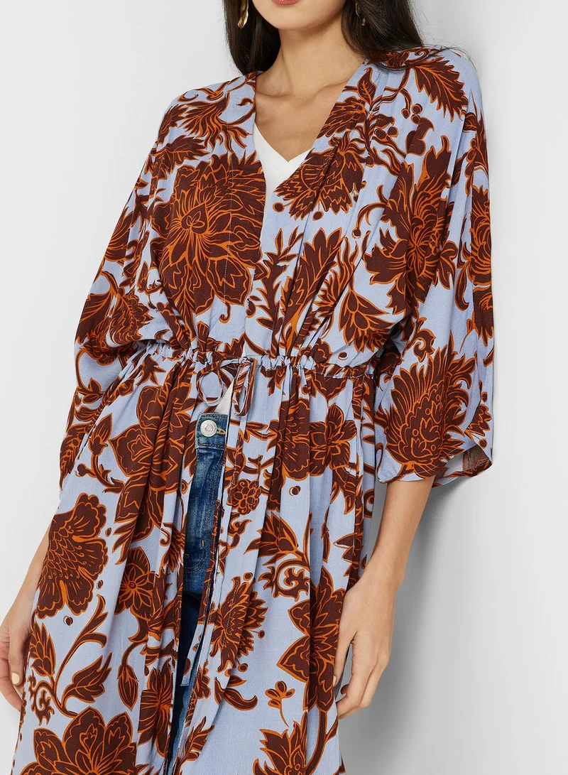 VERO MODA Printed Ruched Waist Kimono