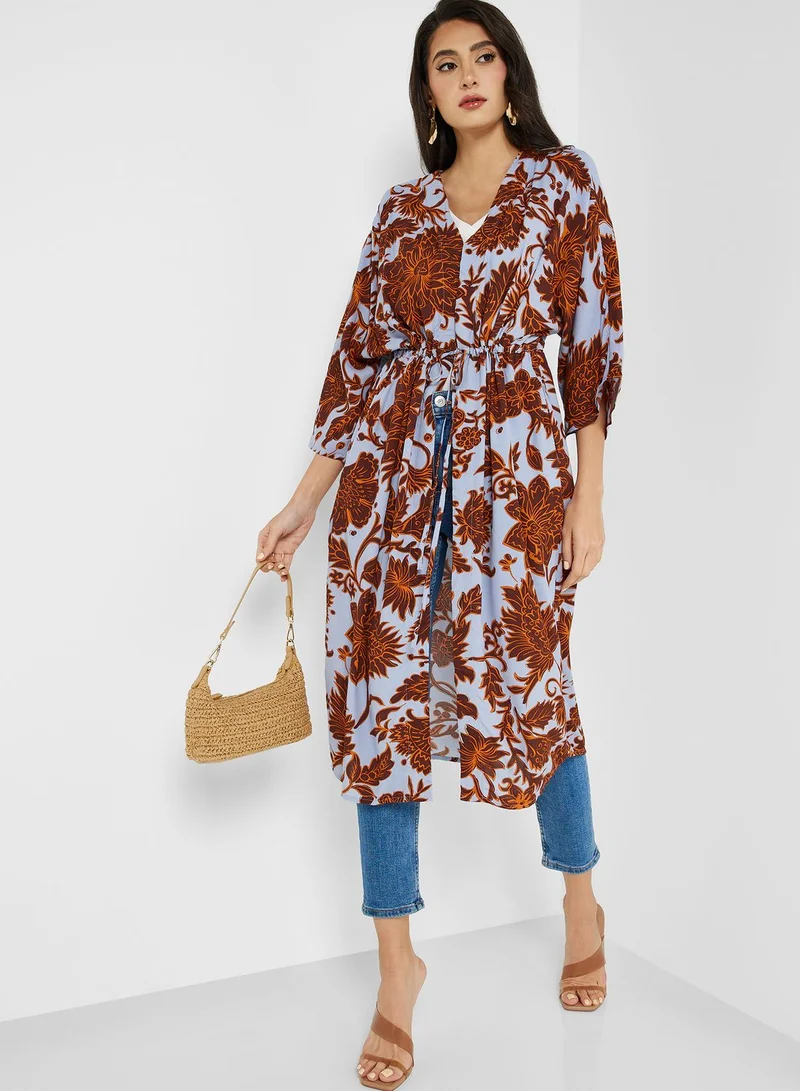 VERO MODA Printed Ruched Waist Kimono