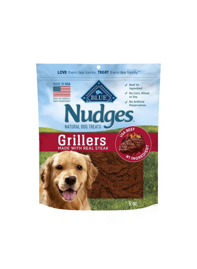 بلو بافلو مكافآت الكلاب الطبيعية Blue Buffalo Nudges Grillers، مصنوعة في الولايات المتحدة الأمريكية مع لحم بقري حقيقي، كيس 5 أونصة - Image 1