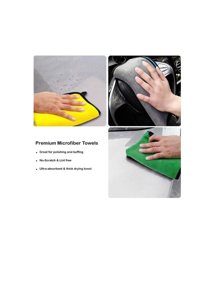 Jiham Microfiber Cleaning Towel for Car Washing, 40 x30 cm, Assorted Color - 3 Pieces - Image 2