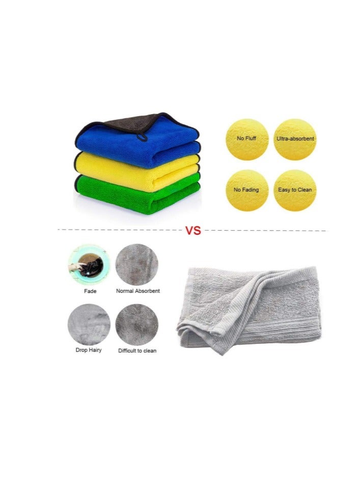 Jiham Microfiber Cleaning Towel for Car Washing, 40 x30 cm, Assorted Color - 3 Pieces - Image 4