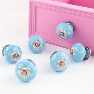 IndianShelf Pack of 6 Turquoise Drawer Knob Ceramic Dresser Knob Round Door Handles Dotted Drawer Pull Door Pull Cabinet Bar Pulls Dresses Knobs Farmhouse Cabinet Knobs - pzsku/Z8606E823A3E54597AD36Z/45/1745821409/d1a82604-cd3c-4062-a8ee-c531be963854