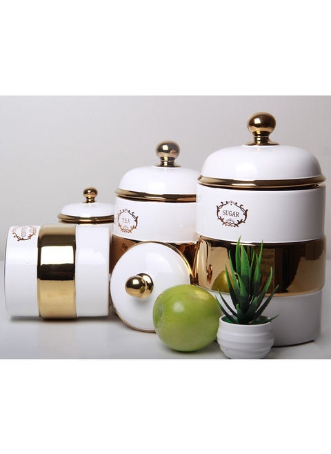 4-piece storage container set for spices, condiments, tea and sugar