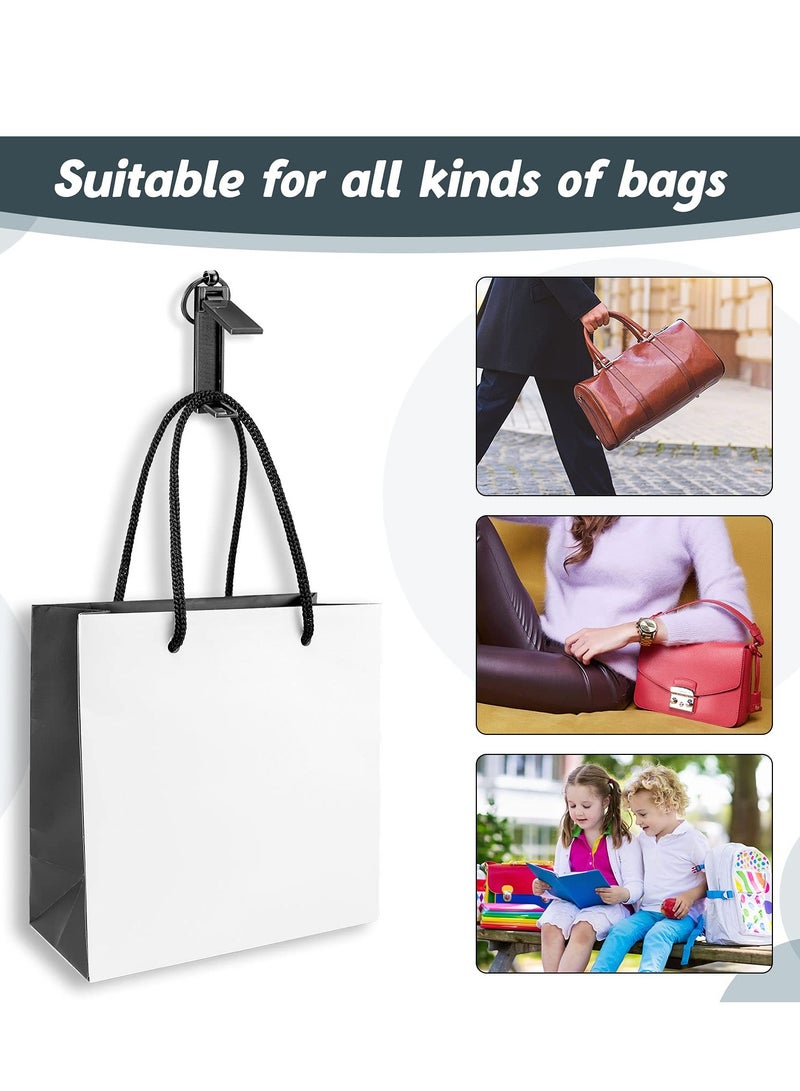 3 Pieces Instant Bag Hook Bag Hanger Collection, Purse Handbag Hook Hanger Holder Set Mobile Phone Holder Foldable Stylish Swivel Hanger for Table Desk, Handbag Storage, Elastic Cap Clips Hat (Black) - Image 2