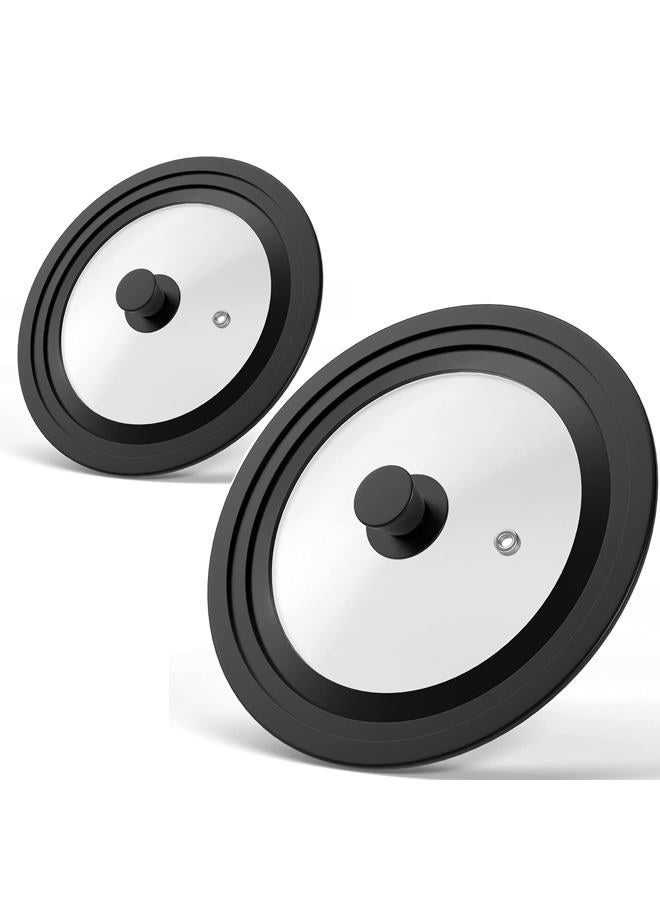 ILOVYO Universal Round Lid for Pans, Pots and Skillets Vented Tempered Glass - Graduated Rim Fits 7 to 12 inch Cookware – Heat Resistant Knob – Food Safe - Microwave Safe – Dishwasher Safe - Image 1