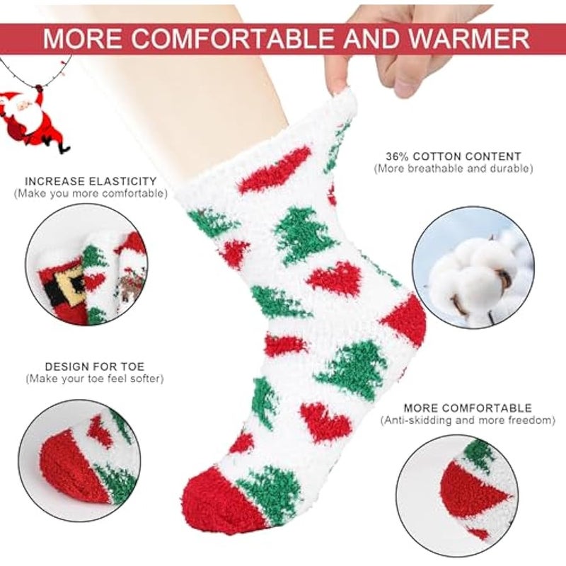 إسكدنيا جوارب منفوشة للكريسماس، 3 ازواج للنساء والاطفال، شباشب سرير، هدية الكريسماس - Image 3