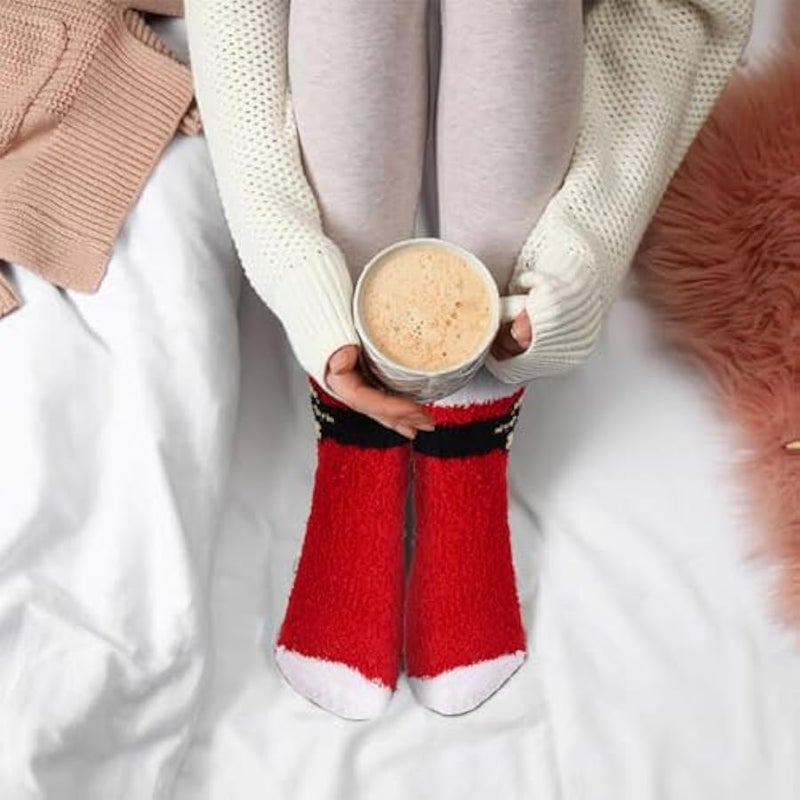إسكدنيا جوارب منفوشة للكريسماس، 3 ازواج للنساء والاطفال، شباشب سرير، هدية الكريسماس - Image 5