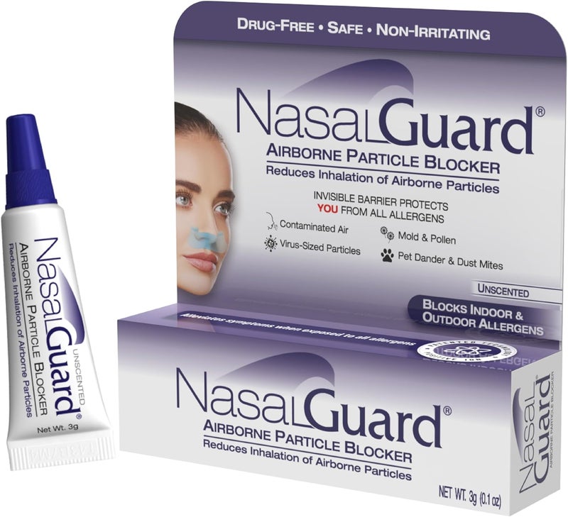Airborne Particle Blocker Gel - Drug-Free Protection Against Pollutants and Irritants, Suitable for Daily Use, Made in USA (Unscented, 3 Gram Tube), Over 150 Applications