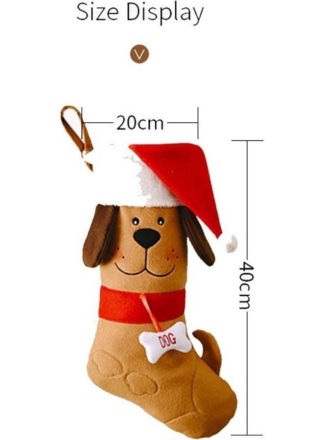 NIBEMINENT Decorations Dog Bone Pet Socks Gift Bag Brown/Red/White - Image 2