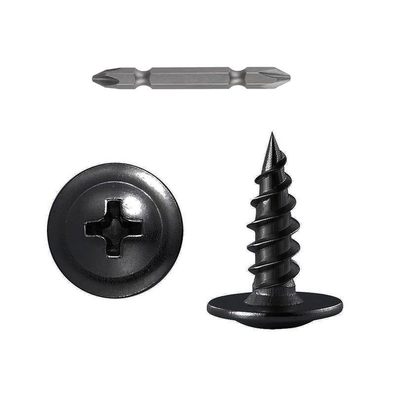 Wensilon Store (400 Pcs)#8×1/2" Black Truss Head Wood Screws Quick Metal Self Tapping Zinc Oxide - Image 1