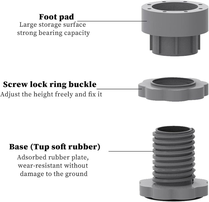 Elitecran 4 PCS Washing Machine Feet Pads, Anti Slip Pads Vibration Dampener Pads, Washer Feet Pad, Rubber Feet for Washer and Dryer, Adjustable Height 8.5 - Image 4