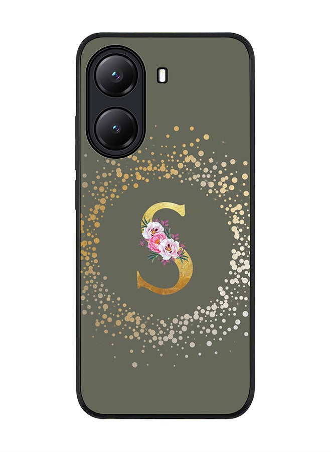 Stylizedd For Xiaomi Poco X7 Pro 5G Case,Slim fit Camera Protection, Shockproof Thin Phone cover  - Custom Monogram Floral - S  (Olive Green ) - Image 1