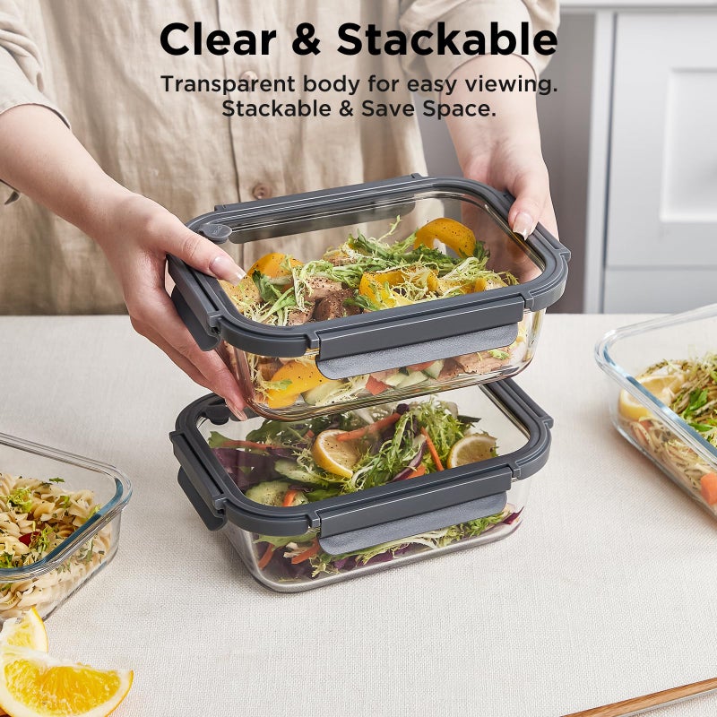 Spreccio Glass Food Storage Containers with Glass Lids, 4 Pack of 22oz, Meal Prep Container with Airtight Lids, Microwave Safe Food Container Set, BPA Free, LeakProof, Ideal for Lunch - Image 5