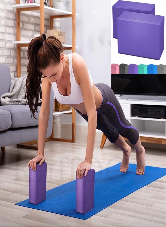 ZEVON Yoga Blocks High Density Foam Yoga Block Bricks Set of 2 For Men Women, EVA Foaming Bricks Pilates Fitness Stretching Aid Balance Sports Gym Exercise Block Odour Resistant and Moisture-Proof - Image 1