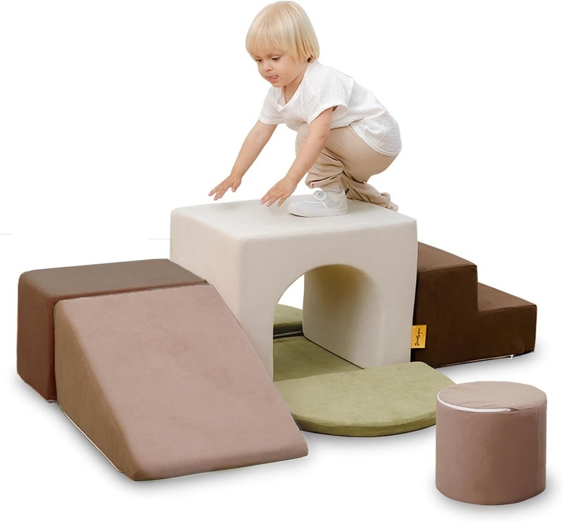 BanaSuper Kids Soft Play Set, Baby Foam Climbing Blocks, Climb and Crawl Foam Blocks, Toddler Indoor Soft Playground for Sensory Motor Skills, Montessori Activity Toys, EN71 Certified, Grey - Image 1