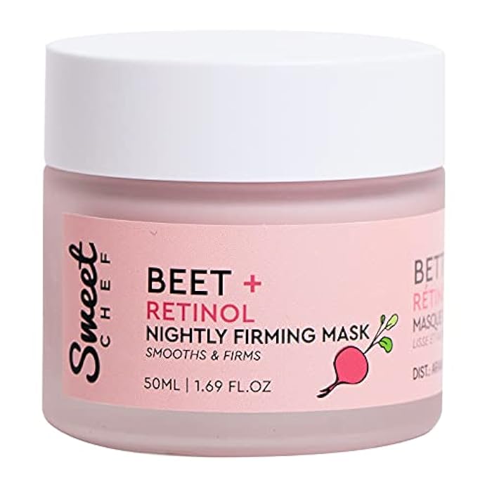 Sweet Chef Beet + Retinol Nightly Firming Mask - Beet Root Extract + Smoothing Retinol Night Cream Mask - Vegan Overnight Face Mask with Squalane + Hyaluronic Acid (50ml / 1.69 fl oz) - Image 1