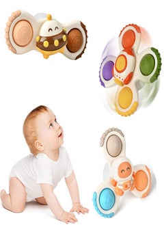 Suction Cup Spinner Toy for Baby 3Pcs Sensory Toys Toddlers 1-3 Infant Bath Toddler Travel with Spinning Top First Birthday 1 2 3 Year Old Boys Girls Preschool